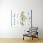 リルパンプキンブルー秋の花のベイビーシャワーの歓迎 タペストリー (インサイチュ(横))