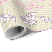 リルピンクこうもりベビーシャワーギフトラップ ラッピングペーパー (ロールコーナー)