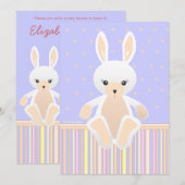 リルホワイトバニーベビーシャワー招待状 招待状 (正面/裏面)