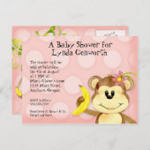 リルモンキーガールベビーシャワーポストカード招待状 インビテーションポストカード (正面/裏面)