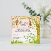 リルモンキーガールベビーシャワー招待状 招待状 (スタンド正面)