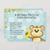 リルモンキーボーイバースデーパーティーポストカード招待状 インビテーションポストカード (正面/裏面)