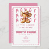 リル女性のカーボーイジンジャーブレッドクリスマスピンクの赤ちゃんシャワー 招待状 (正面/裏面)