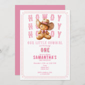 リル女性のカーボーイジンジャーブレッドクリスマス任意の年齢誕生日 招待状 (正面/裏面)