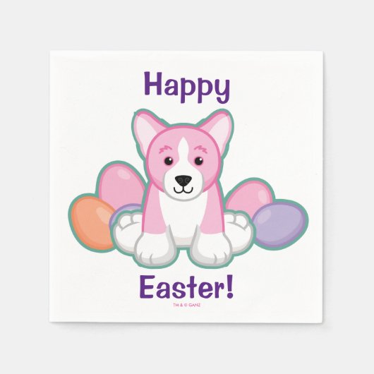 リル春コルギパターン スタンダードカクテルナプキン (正面)