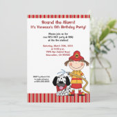 リル消防車5 x 7消防士誕生日招待状 招待状 (スタンド正面)