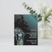 リル魔女インパイレーツスカルローブハロウィン招待状 インビテーションポストカード (スタンド正面)