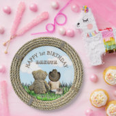 リル・カウボーイとテディ・ベア・ボーイの最初の誕生日 ペーパープレート (パーティー)