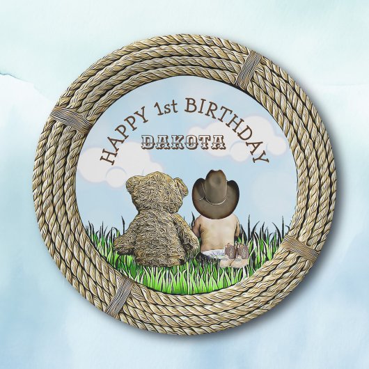 リル・カウボーイとテディ・ベア・ボーイの最初の誕生日 ペーパープレート