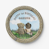 リル・カウボーイとテディ・ベア・ボーイの最初の誕生日 ペーパープレート (正面)