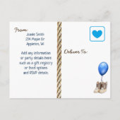 リル・カウボーイ男の赤ちゃんとテディベア1st誕生日 インビテーションポストカード (裏面)