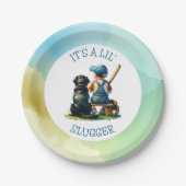 リル・スラッガー | 少年野球の赤ちゃんシャワー ペーパープレート (正面)