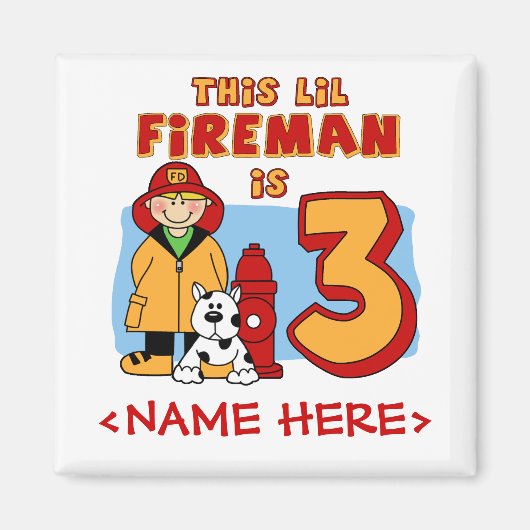 リル・ファイアマン3歳の誕生日 マグネット (正面)