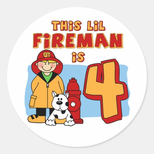 リル・ファイアマン4歳の誕生日 ラウンドシール (正面)