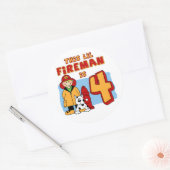 リル・ファイアマン4歳の誕生日 ラウンドシール (封筒)