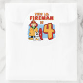 リル・ファイアマン4歳の誕生日 ラウンドシール (バッグ)