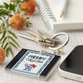 リル・ブルーかわいこちゃんが「メリークリスマス」と言う キーホルダー (正面右)