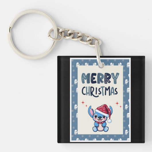 リル・ブルーかわいこちゃんが「メリークリスマス」と言う キーホルダー (正面)