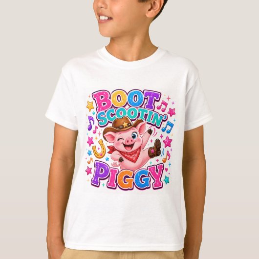 リル・ブーツ・スクーティン・ピギーTシャツ Tシャツ (正面)