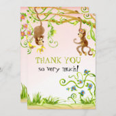 リル・モンキー、女の子の誕生ありがとうノート ノートカード (正面/裏面)