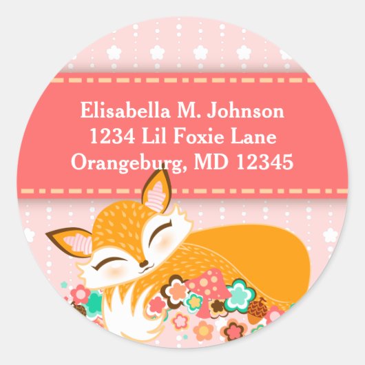 リルFoxie Cub -カスタム差出人住所シール ラウンドシール (正面)