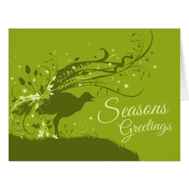 リレバードフェスティバルグリーンオーストラリアクリスマスカード (正面横)