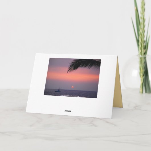 リンのハワイのハッピーバースデーの熱帯日没 カード (裏面)