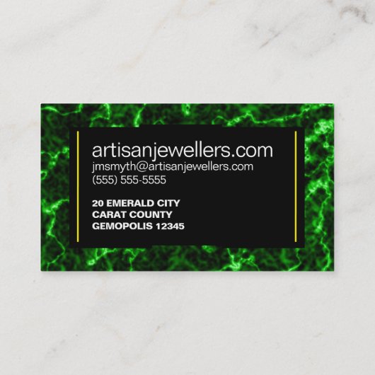 リンエレガントグリーン静脈を持つ黒大理石 名刺 (裏面)