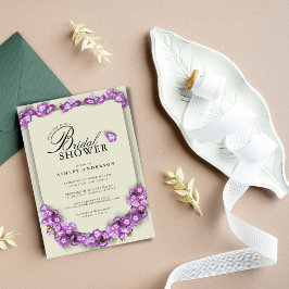 リンエレガントパープル薄紫アーチフローラブライダルシャワー 招待状