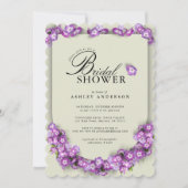 リンエレガントパープル薄紫アーチフローラブライダルシャワー 招待状 (正面)