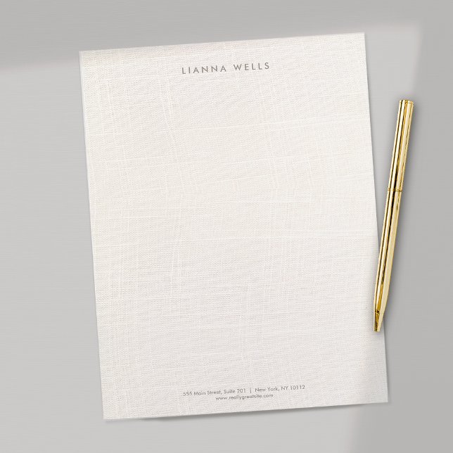 リンエレガントミニマルンパーソナライズされた（イメージ） レターヘッド (Ivory linen background letterhead - EXPLORE COLLECTION BELOW)