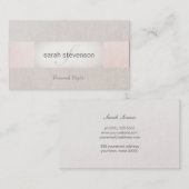 リンエレガントンストライプのベージュとピンクモノグラム 名刺 (正面/裏面)