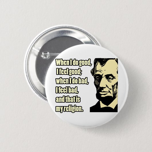 リンカーンのよく悪い宗教の引用文 缶バッジ (正面&裏面)