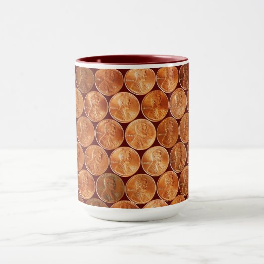 リンカーンのペニー米国の硬貨、ペニーを銅張りにします マグカップ (中央)