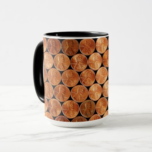 リンカーンのペニー米国の硬貨、ペニーを銅張りにします マグカップ (正面左)