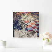 リンカーンアメリカン7月4日お祝い スクエア壁時計 (ホーム)