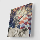 リンカーンアメリカン7月4日お祝い スクエア壁時計 (傾斜)