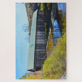 リンカーンカバーブリッジ、秋、ウッドストック、バーモント ジグソーパズル