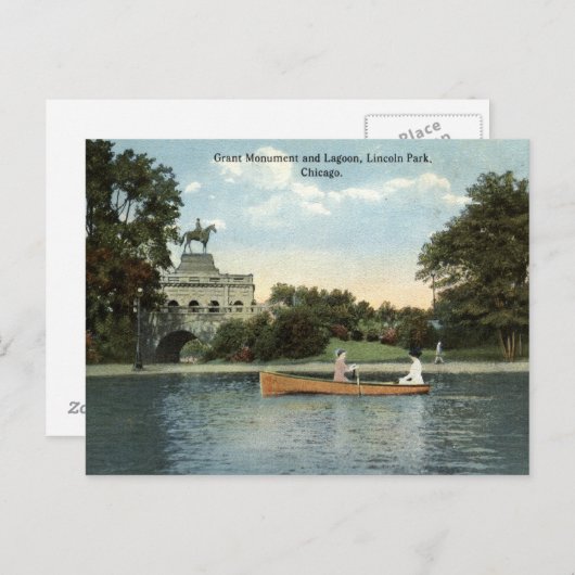 リンカーンパーク,シカゴ1915ヴィンテージ ポストカード (正面/裏面)