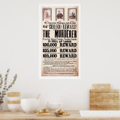 リンカーン暗殺の報酬ポスター1865 ポスター (キッチン)