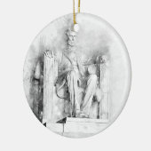 リンカーン記念水彩鉛筆スケッチ セラミックオーナメント (左)