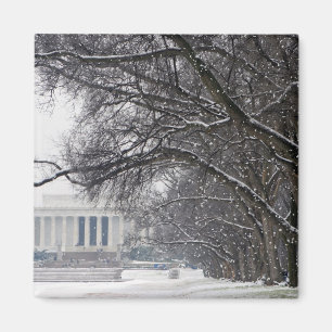 リンカーン記念館の冬の雪 マグネット