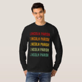 リンカーン郡ルイジアナ州レインボーテキストデザイン Tシャツ (正面フル)