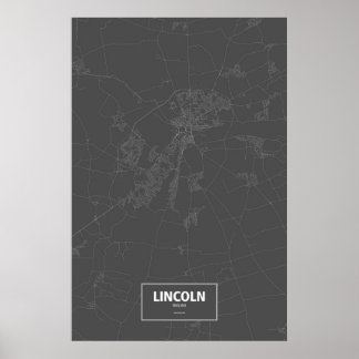 リンカーン, イングランド (黒地に白) ポスター