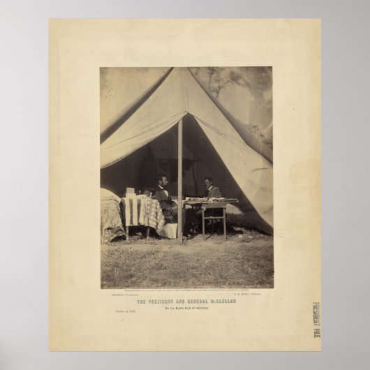 リンカーン&ジェンMcClellan on BattleフィールドAntietam ポスター (正面)