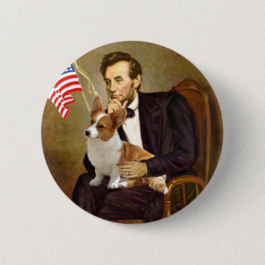 リンカーン – ペンブロークウェルシュコーギー8 缶バッジ (正面)