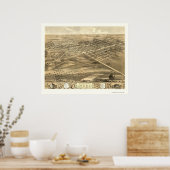 リンカーンILパノラママップ – 1869 ポスター (キッチン)