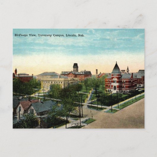 リンカーンNE大学キャンパス1910年代ヴィンテージ ポストカード (正面)