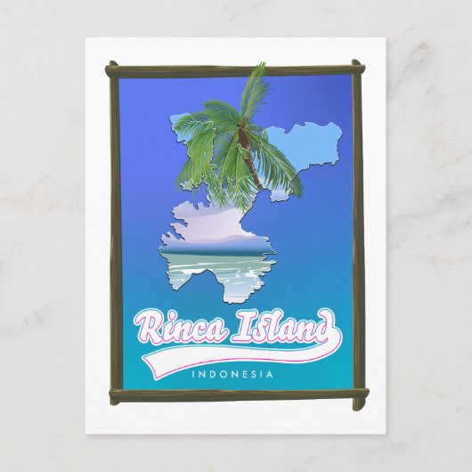 リンカ島インドネシアの旅行地図 シーズンポストカード (正面)