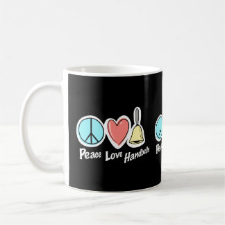リンガーTシャツ用ピースラブハンドベルデザイン コーヒーマグカップ